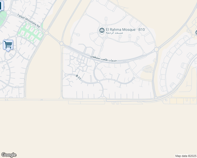 map of restaurants, bars, coffee shops, grocery stores, and more near in Second New Cairo