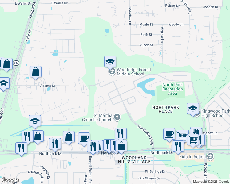 map of restaurants, bars, coffee shops, grocery stores, and more near 22642 Triangle Ridge Drive in Porter