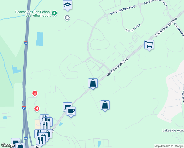 map of restaurants, bars, coffee shops, grocery stores, and more near 397 Sentosa Dr in Saint Johns