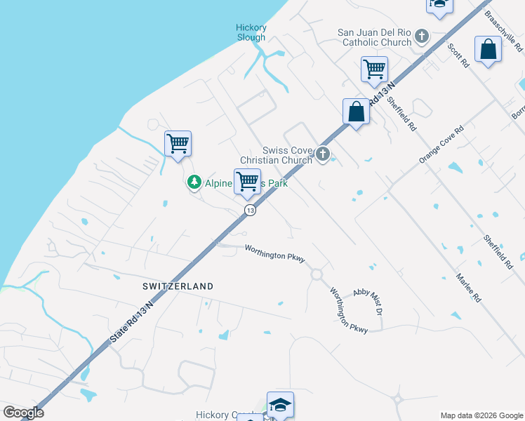 map of restaurants, bars, coffee shops, grocery stores, and more near 2025 State Road 13 in Jacksonville