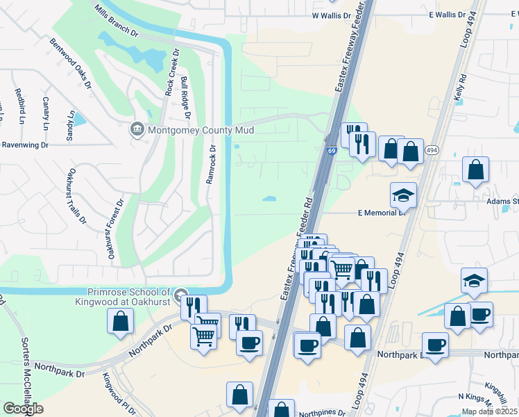 map of restaurants, bars, coffee shops, grocery stores, and more near 21255 West Memorial Drive in Porter