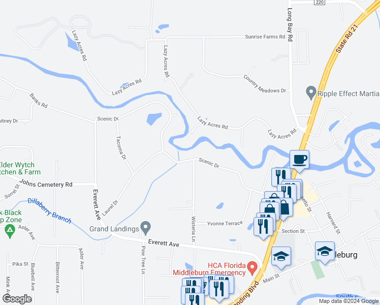 map of restaurants, bars, coffee shops, grocery stores, and more near 4074 Scenic Drive in Middleburg