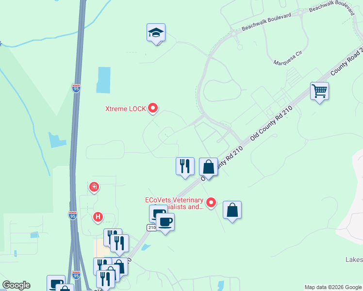 map of restaurants, bars, coffee shops, grocery stores, and more near 101 Killarney Avenue in Saint Johns
