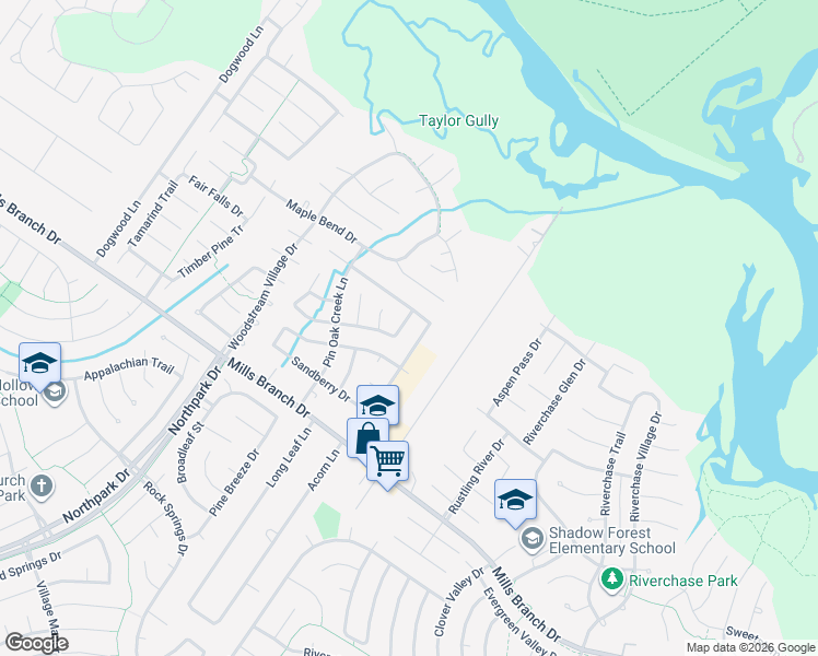 map of restaurants, bars, coffee shops, grocery stores, and more near 4718 Woodsend Lane in Houston