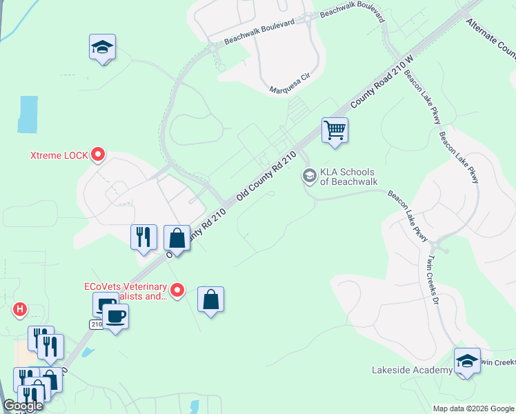 map of restaurants, bars, coffee shops, grocery stores, and more near in Saint Johns