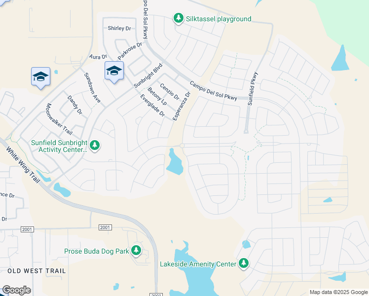 map of restaurants, bars, coffee shops, grocery stores, and more near 124 Leadtree Loop in Mustang Ridge