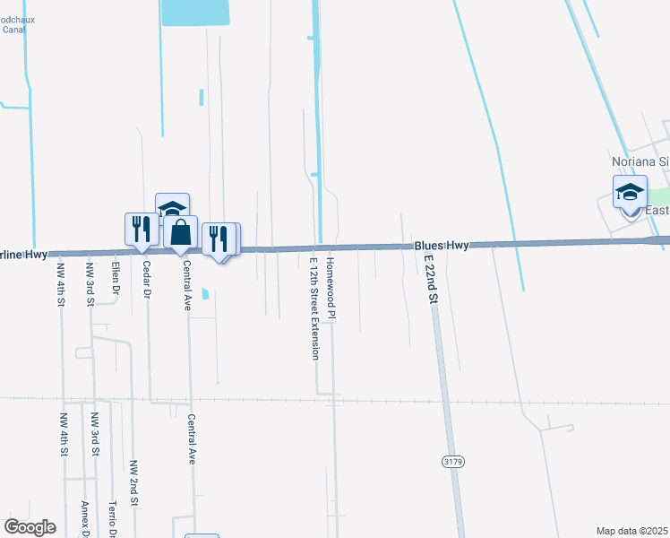 map of restaurants, bars, coffee shops, grocery stores, and more near 258 East 12th Street Extension in Reserve