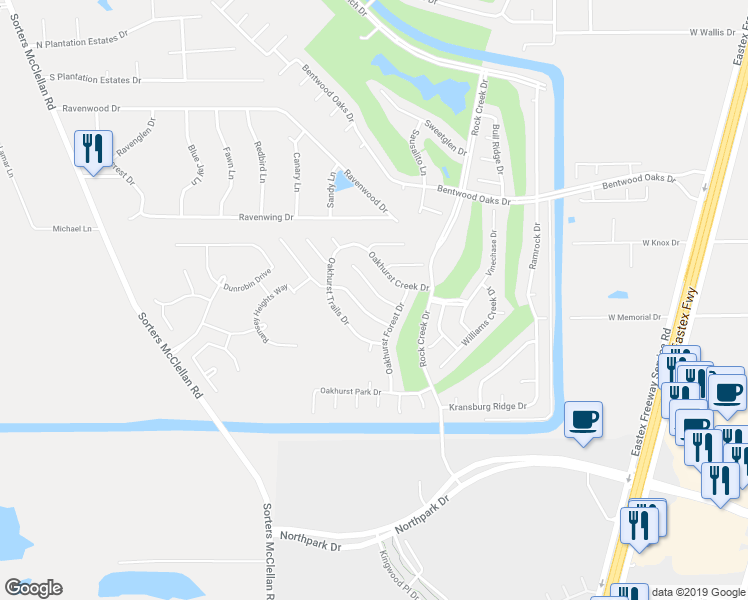 map of restaurants, bars, coffee shops, grocery stores, and more near 20778 Kenswick Park Drive in Porter