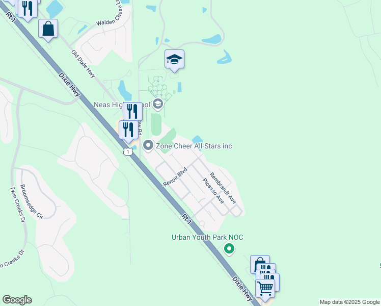 map of restaurants, bars, coffee shops, grocery stores, and more near 813 Pissaro Avenue in Ponte Vedra Beach