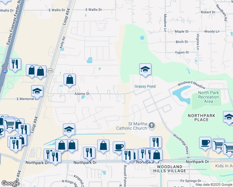 map of restaurants, bars, coffee shops, grocery stores, and more near 22467 Adams Street in Porter