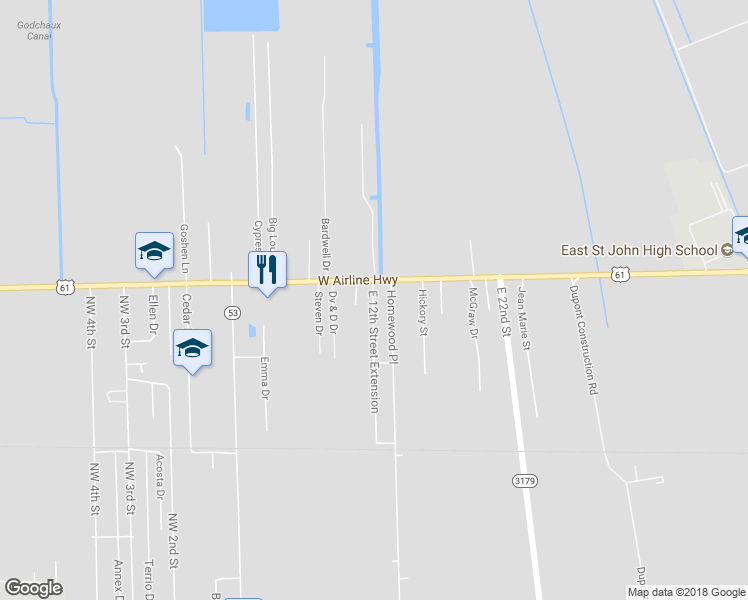 map of restaurants, bars, coffee shops, grocery stores, and more near 258 East 12th Street Extension in Reserve