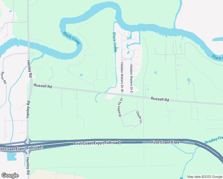 map of restaurants, bars, coffee shops, grocery stores, and more near 2401 Russell Road in Green Cove Springs
