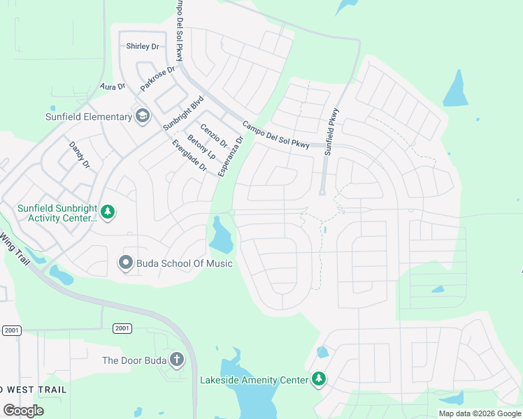 map of restaurants, bars, coffee shops, grocery stores, and more near Sunfield Parkway in Hays County