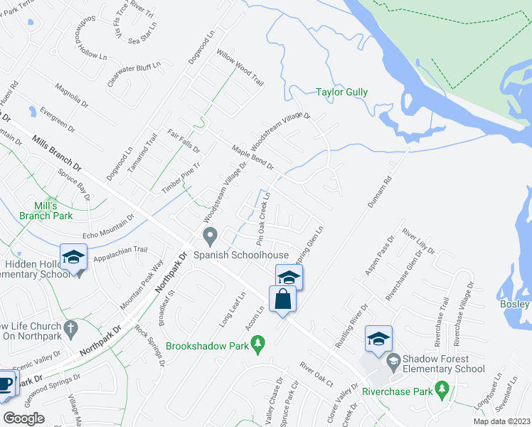 map of restaurants, bars, coffee shops, grocery stores, and more near 4714 Pin Oak Creek Lane in Houston