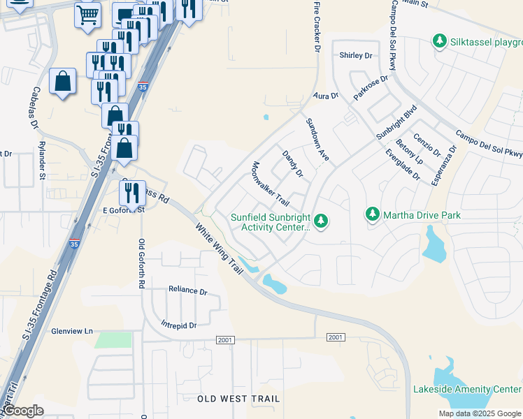 map of restaurants, bars, coffee shops, grocery stores, and more near 210 Maxmillion Lane in Buda