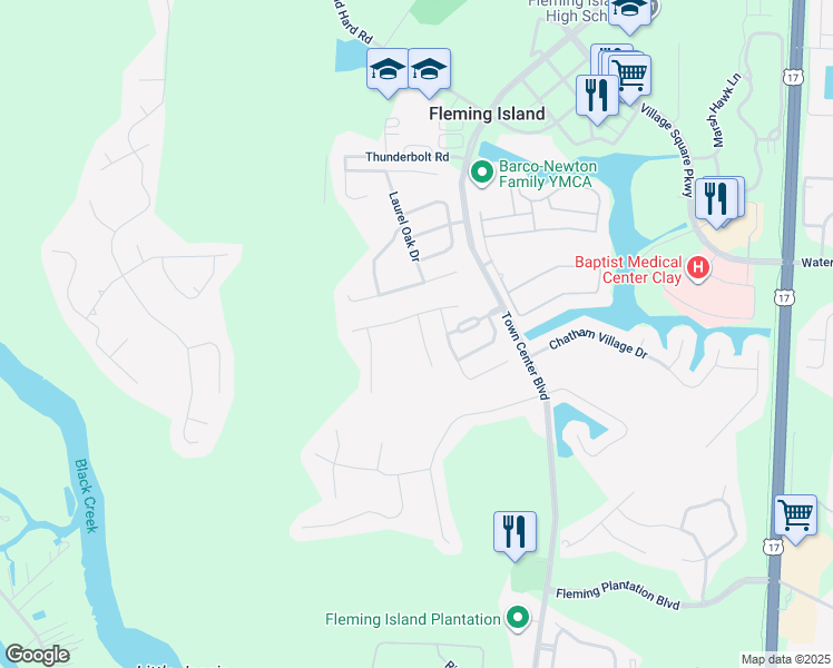 map of restaurants, bars, coffee shops, grocery stores, and more near 2040 Belle Grove Trce in Orange Park
