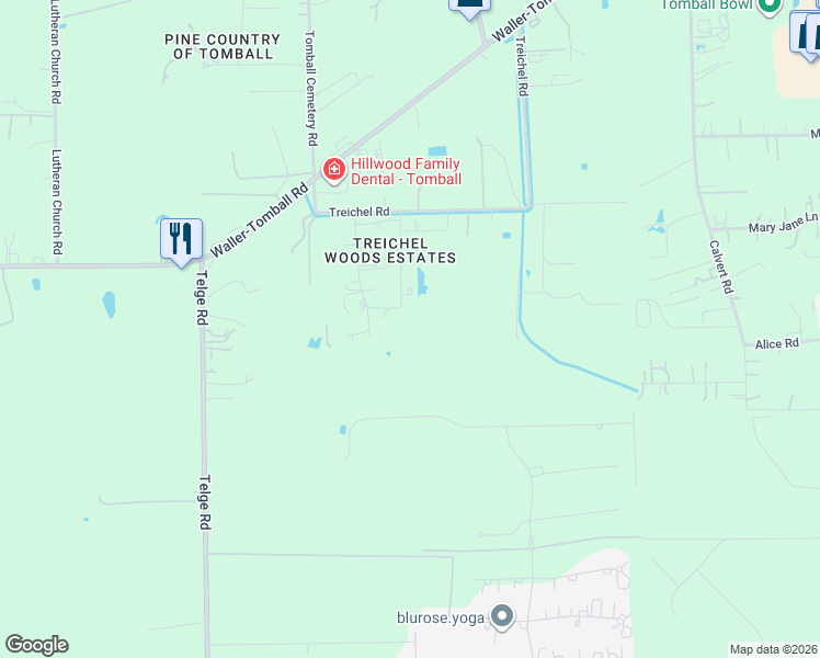 map of restaurants, bars, coffee shops, grocery stores, and more near 15603 South Champagne Circle in Tomball