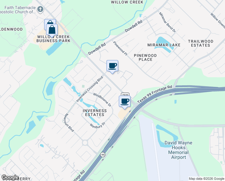 map of restaurants, bars, coffee shops, grocery stores, and more near 22511 Torrisdale Lane in Tomball