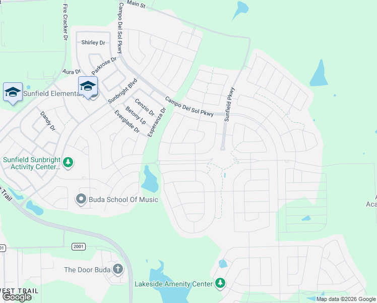 map of restaurants, bars, coffee shops, grocery stores, and more near 302 Algaroba Loop in Buda