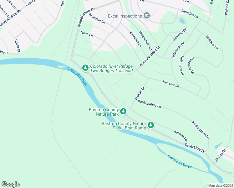 map of restaurants, bars, coffee shops, grocery stores, and more near 109 East Ahupu Lane in Bastrop