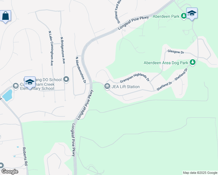 map of restaurants, bars, coffee shops, grocery stores, and more near 17 Gaelic Way in Saint Johns