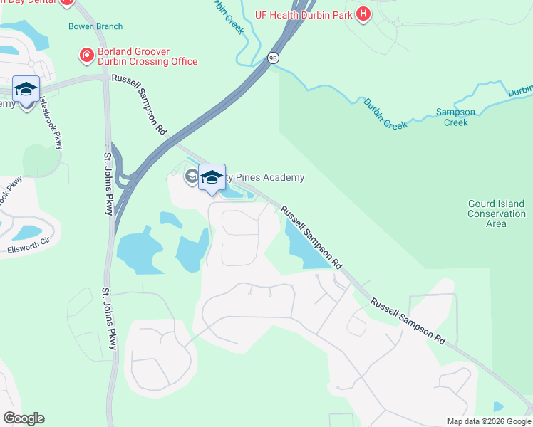 map of restaurants, bars, coffee shops, grocery stores, and more near 31 Heritage Oaks Drive in Saint Johns