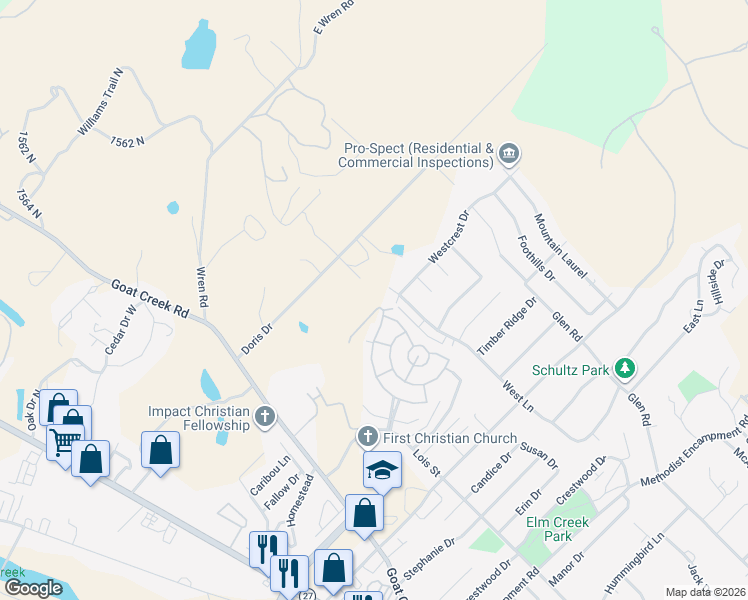 map of restaurants, bars, coffee shops, grocery stores, and more near 306 Venice Drive North in Kerrville