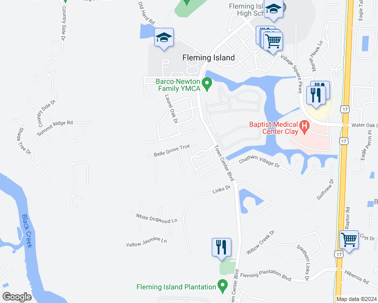 map of restaurants, bars, coffee shops, grocery stores, and more near 1804 Sea Pines Lane in Fleming Island