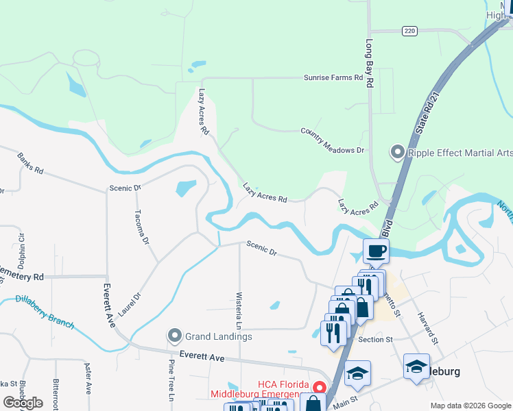 map of restaurants, bars, coffee shops, grocery stores, and more near 4061 Lazy Acres Road in Middleburg