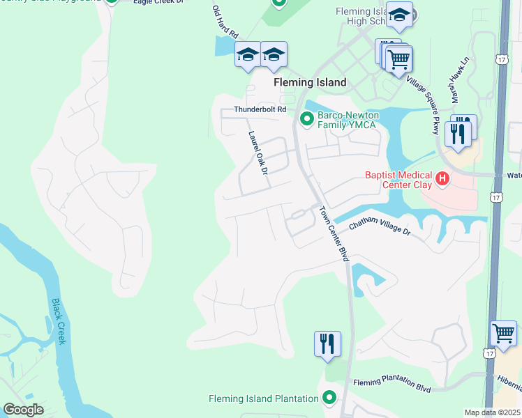 map of restaurants, bars, coffee shops, grocery stores, and more near 2040 Belle Grove Trce in Orange Park