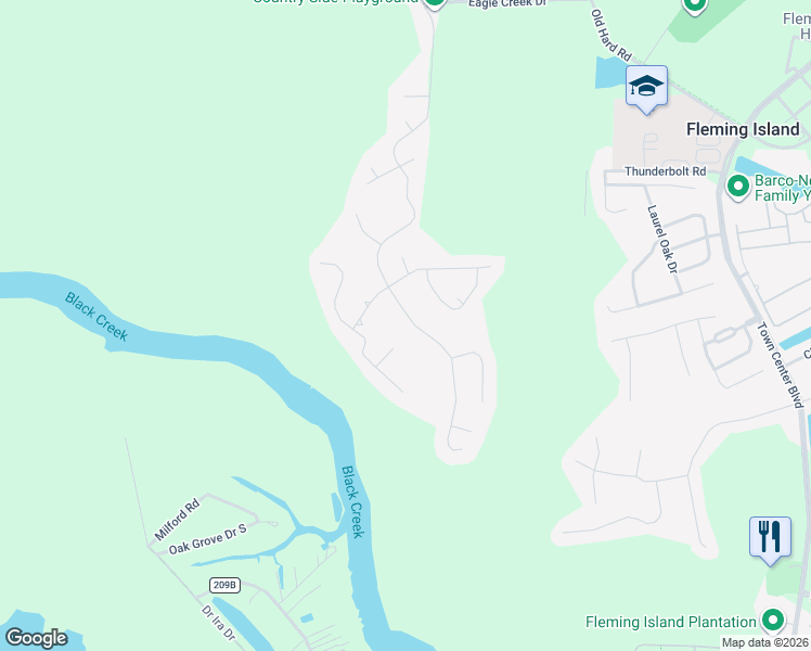 map of restaurants, bars, coffee shops, grocery stores, and more near 2628 Country Side Drive in Fleming Island