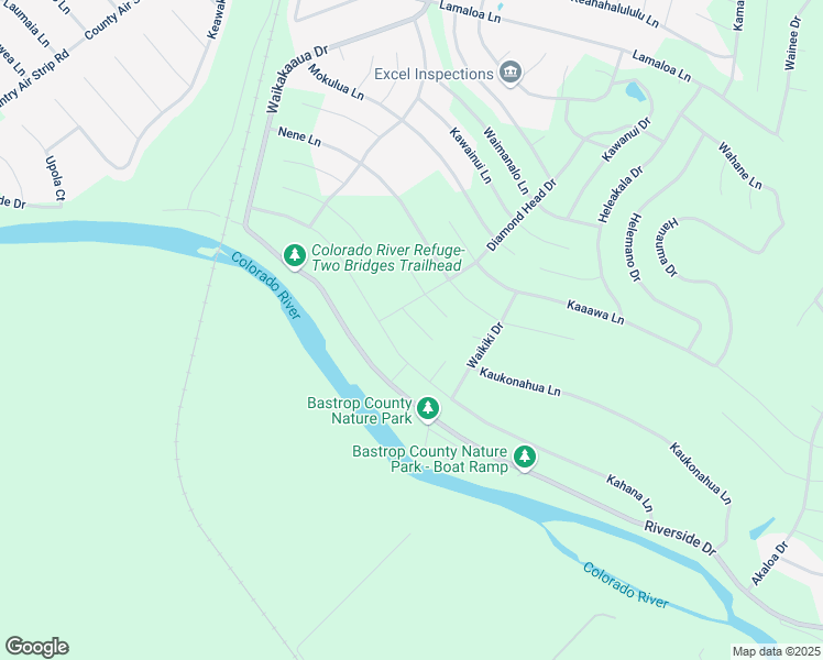 map of restaurants, bars, coffee shops, grocery stores, and more near 109 East Ahupu Lane in Bastrop