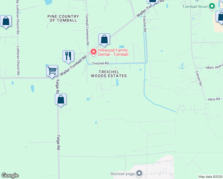 map of restaurants, bars, coffee shops, grocery stores, and more near 15603 South Champagne Circle in Tomball