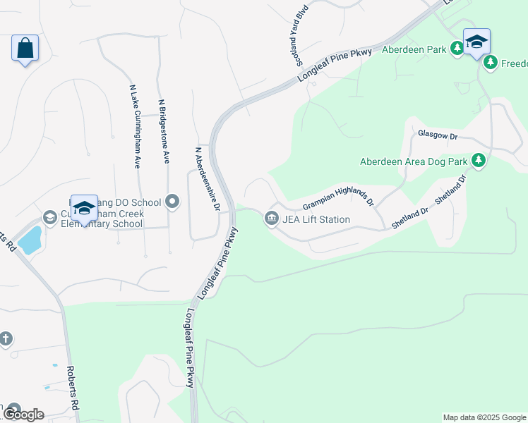 map of restaurants, bars, coffee shops, grocery stores, and more near 17 Gaelic Way in Saint Johns
