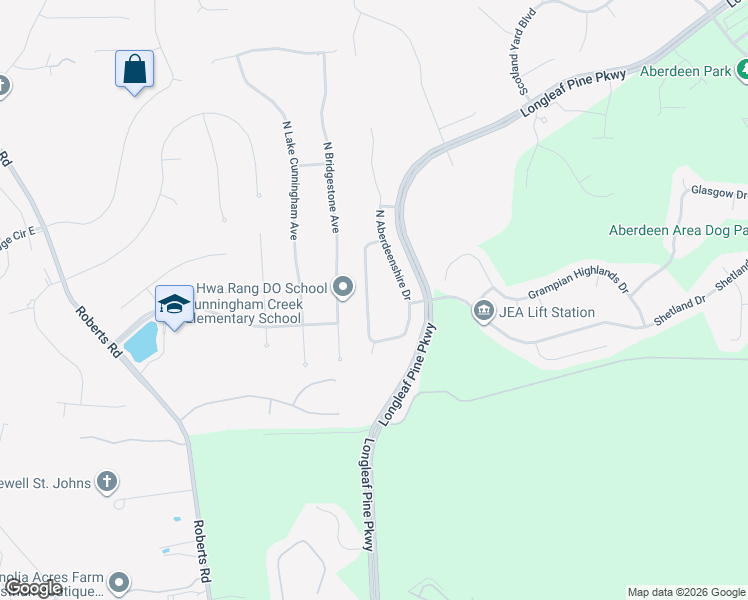 map of restaurants, bars, coffee shops, grocery stores, and more near 501 South Aberdeenshire Drive in Fruit Cove
