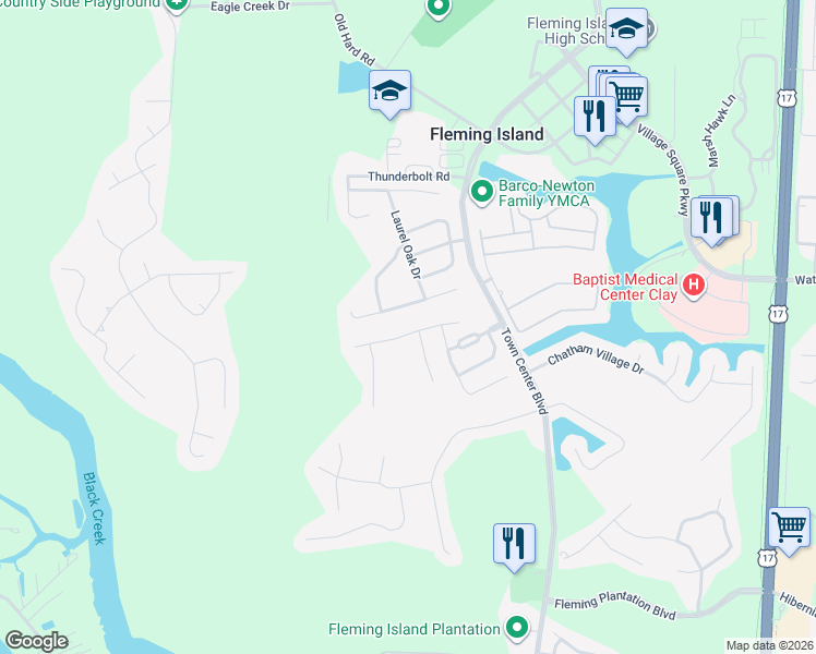 map of restaurants, bars, coffee shops, grocery stores, and more near 2040 Belle Grove Trce in Orange Park