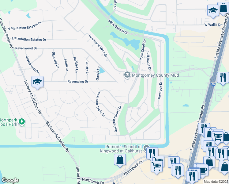 map of restaurants, bars, coffee shops, grocery stores, and more near 20816 Sheridan Heights Lane in Porter