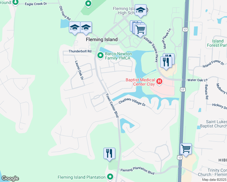 map of restaurants, bars, coffee shops, grocery stores, and more near 1559 Calming Water Drive in Orange Park