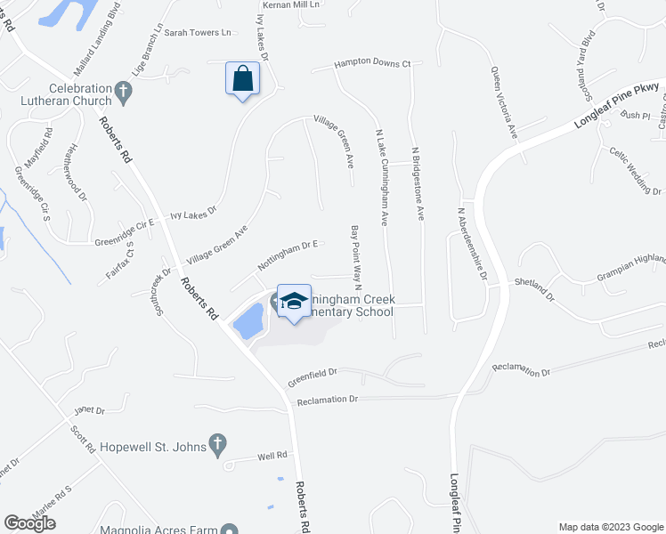 map of restaurants, bars, coffee shops, grocery stores, and more near 148 Nottingham Drive in Saint Johns