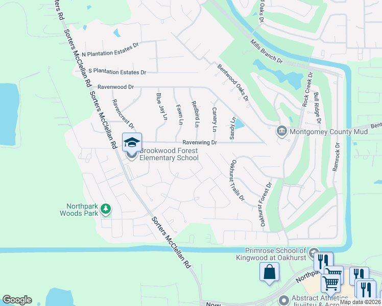 map of restaurants, bars, coffee shops, grocery stores, and more near 20370 Ravenwing Drive in Porter