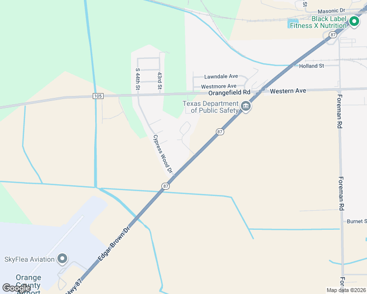 map of restaurants, bars, coffee shops, grocery stores, and more near 1010 State Highway 87 in Orange