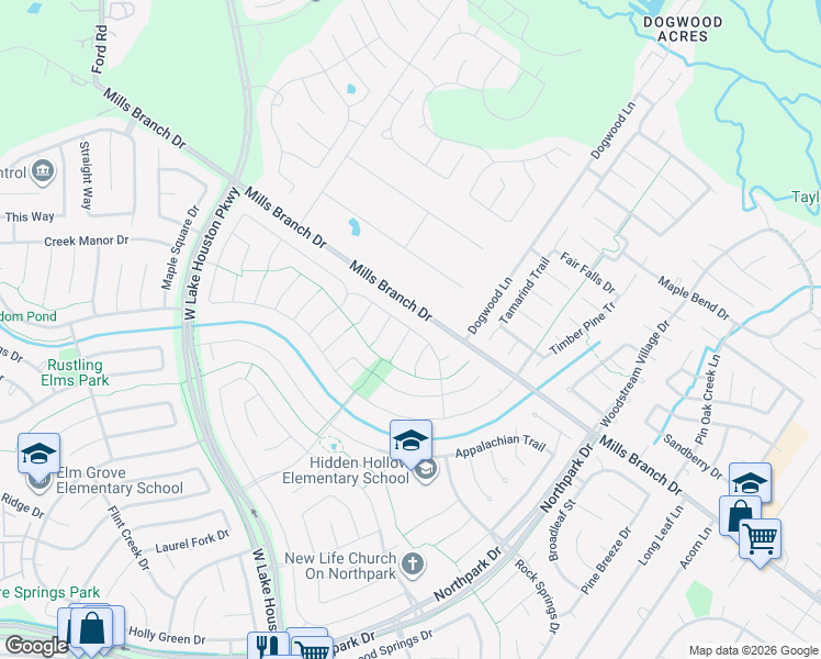 map of restaurants, bars, coffee shops, grocery stores, and more near 5398 Willow Knoll Court in Houston