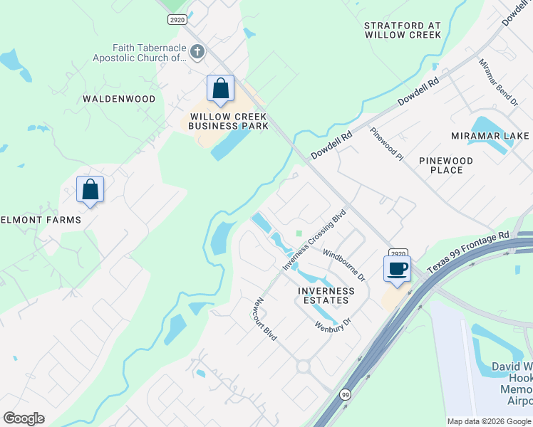 map of restaurants, bars, coffee shops, grocery stores, and more near 22910 Laburname Court in Tomball