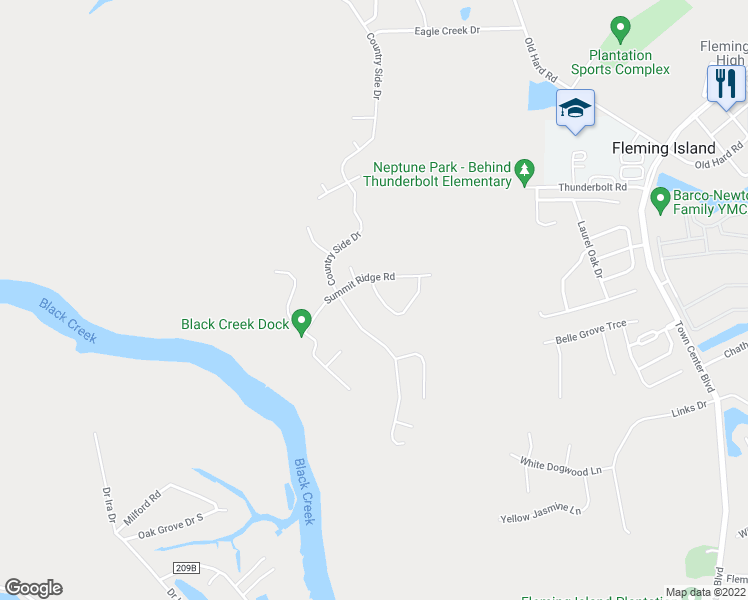 map of restaurants, bars, coffee shops, grocery stores, and more near 2549 Sunny Creek Drive in Orange Park