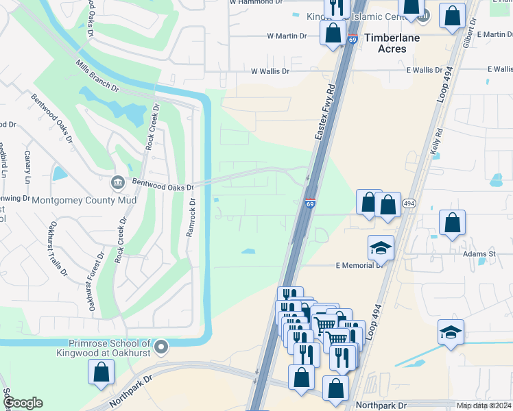 map of restaurants, bars, coffee shops, grocery stores, and more near 21337 West Knox Drive in Porter