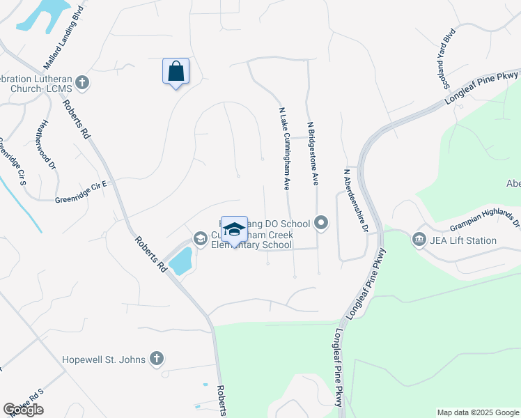 map of restaurants, bars, coffee shops, grocery stores, and more near 437 Bay Point Way North in Jacksonville