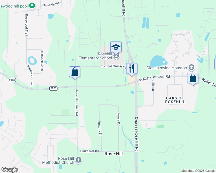map of restaurants, bars, coffee shops, grocery stores, and more near 17940-18128 Farm to Market Road 2920 in Tomball