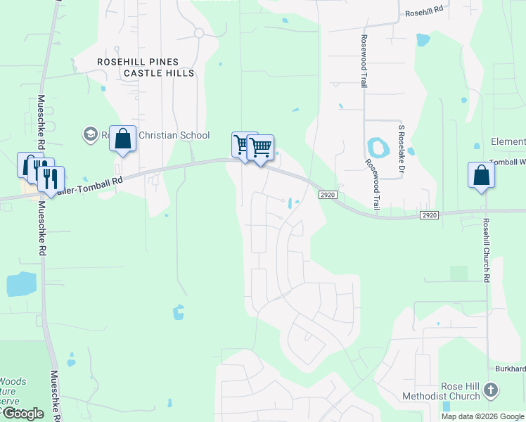map of restaurants, bars, coffee shops, grocery stores, and more near 21819 Sarasota Spice Street in Tomball
