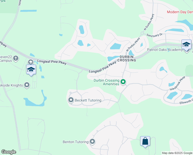 map of restaurants, bars, coffee shops, grocery stores, and more near 201 Edge Ford Court in Saint Johns