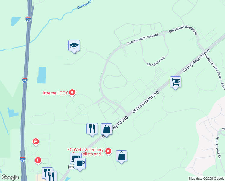 map of restaurants, bars, coffee shops, grocery stores, and more near in Saint Johns